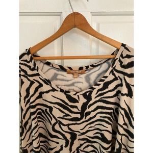 Ellen Tracy Woman Zebra Animal Print Taupe and Black Sleeveless Top, 3x